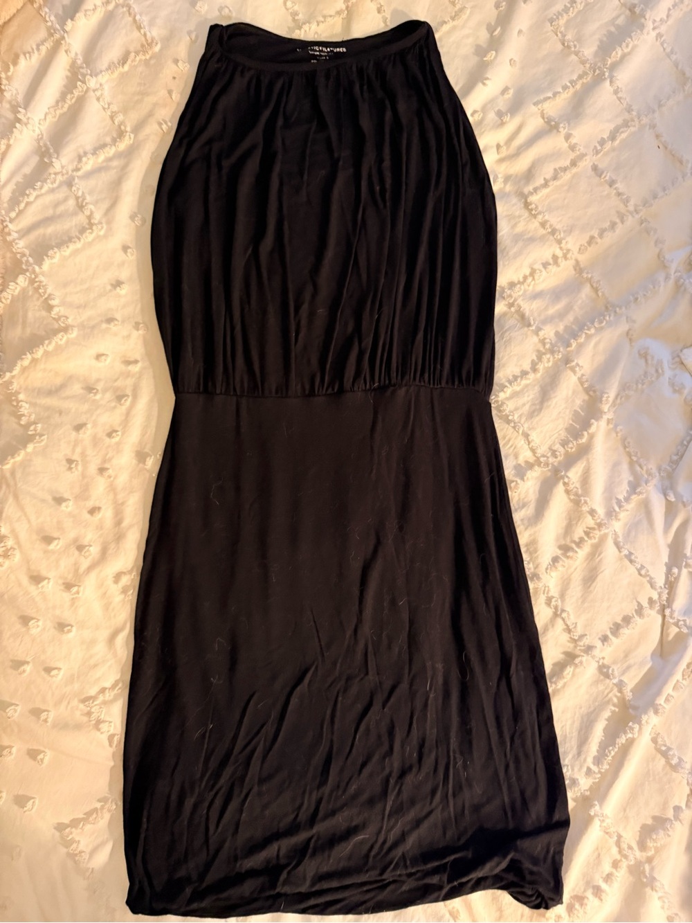 Sleeveless Black Mini Dress with Gathered Bodice